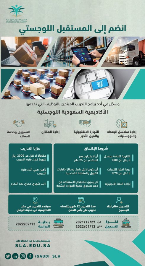 بدء التسجيل في 4 برامج تدريبية من الأكاديمية اللوجستية