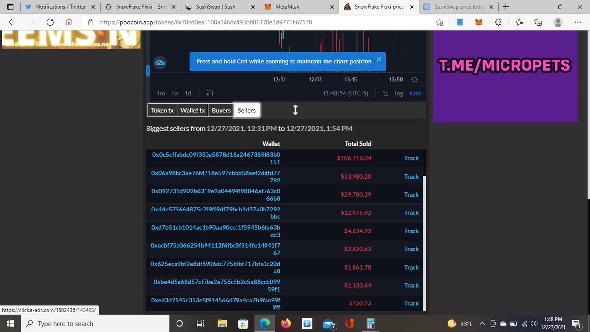 JonnyNoNoSmith's tweet photo. Honey pot alert! people were buying before project heads gave ok to start selling. after about about 5 mins big sells happened in thousands then ten thousands.. now its reported to have a 95% sell tax #snowflakefloki https://t.co/KF8okb83jF