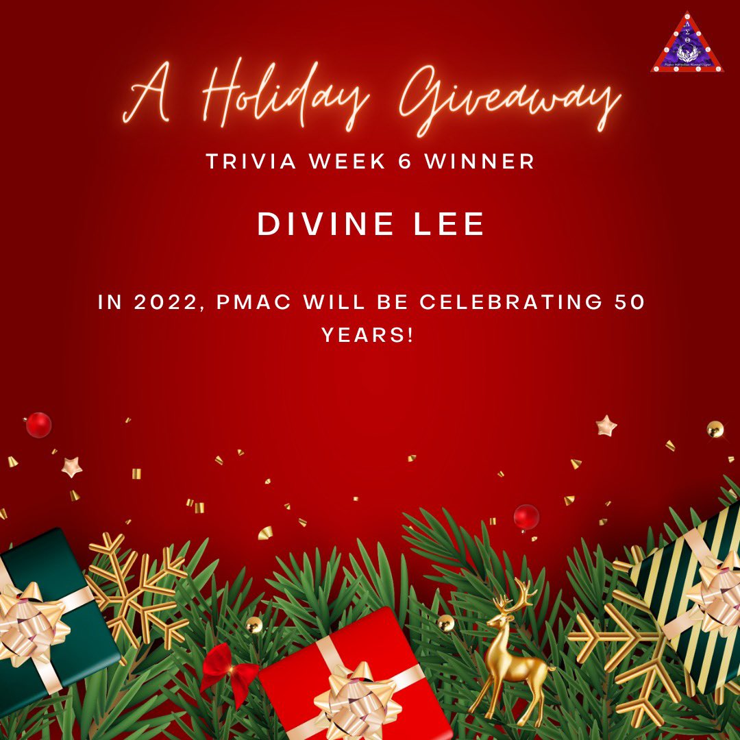 Hello Friends and Family! PMAC would like to announce the sixth winner for our Holiday Giveaway⭐️

You have won a $50 Visa gift card 🎁 Please send your mailing address to communications@dstphoenixalumnae.org♥️