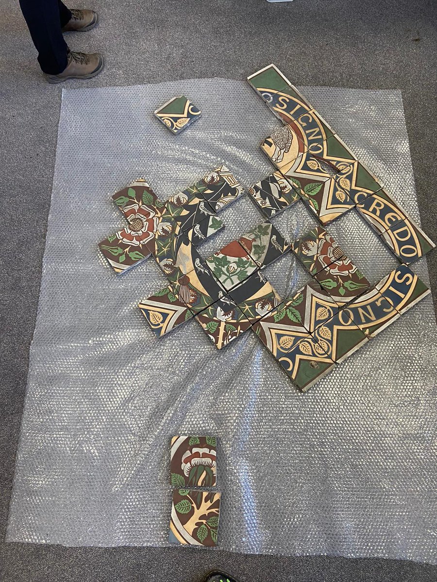 Beautiful minton floor tiles have been discovered in the basement of Rochdale Town Hall. The tiles depict Rochdale’s former industries, including the wool &amp; cotton trade. They're now being cleaned &amp; are likely to be re-used within the building, so they can be enjoyed once again.