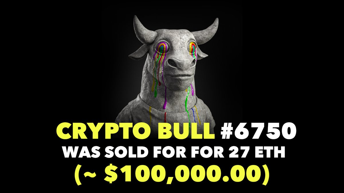 cryptobulls_wtf's tweet image. #CRYPTOBULL #6750 was sold for 27 ETH! 👇