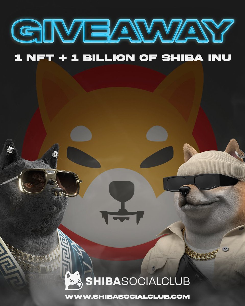 Shiba Social Club #NFT Giveaway! 💎 We’re giving away 1 NFT + 1 BILLION OF SHIBA INU! To enter: 1️⃣ Like and Retweet 2️⃣ Follow us 3️⃣ Join our Discord (link in bio) 4️⃣ Tag 2 friends on this post (Result on 12/31/21) Good luck!