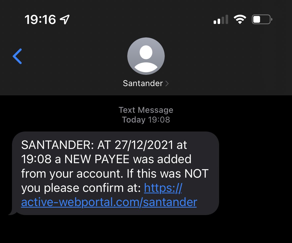 Don’t be fooled. This is a phishing attempt. <a href="/santanderuk/">Santander UK</a>