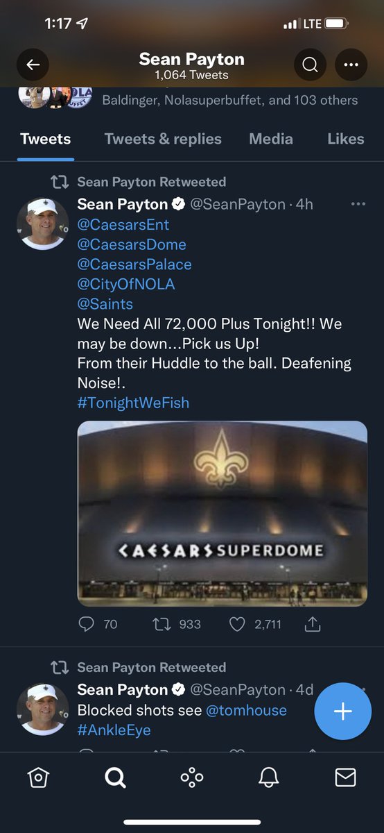 Rscheuermann2's tweet photo. @SeanPayton what a shame our coach would tweet such a selfish statement.20 plus @Saints players out with Covid &amp; all he can think about is telling72,000fans to get in the @CaesarsDome &amp; make noise, how about “we love our fans, please stay safe”!Don’t get it twisted I’m a WHODAT https://t.co/tnaYHikt6f