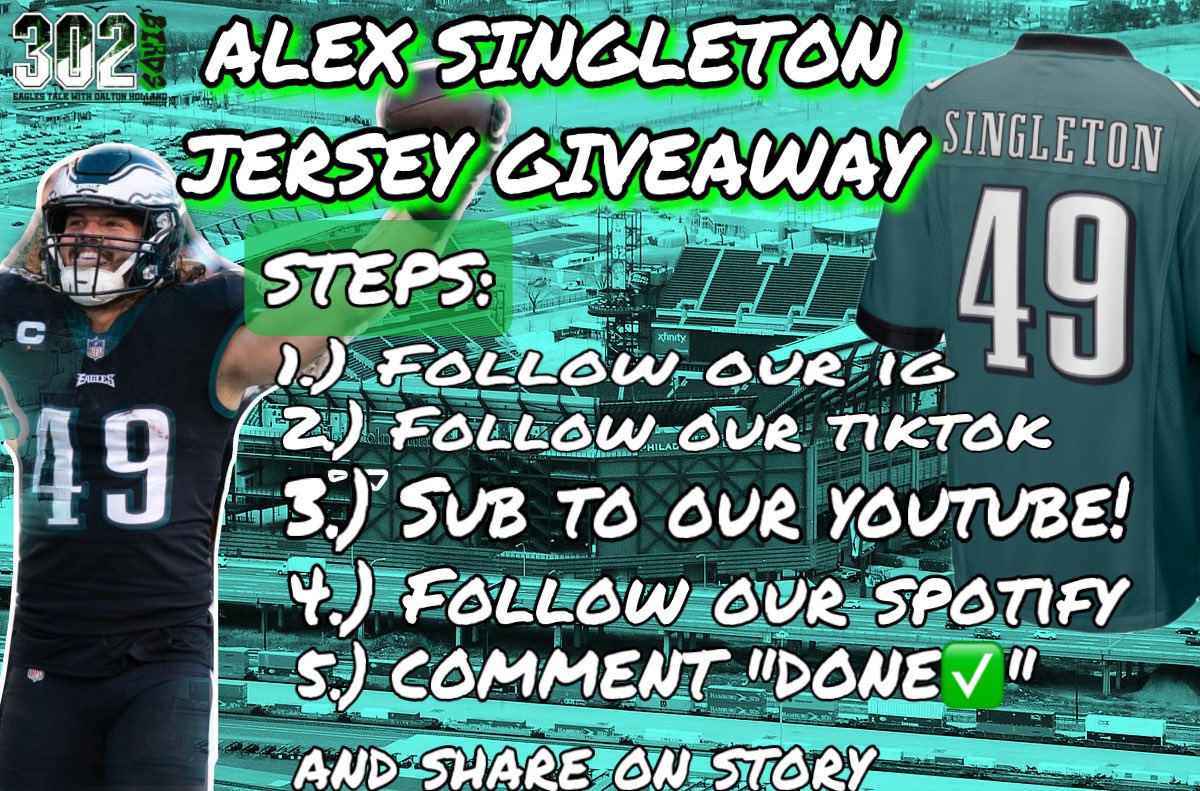 302Birds's tweet photo. FREE #ALEXSINGLETON JERSEY GIVEAWAY! WINNER SELECTED 12/29 9PM EST!! #eagles #FlyEaglesFly #GoBirds https://t.co/APMup1lAUS