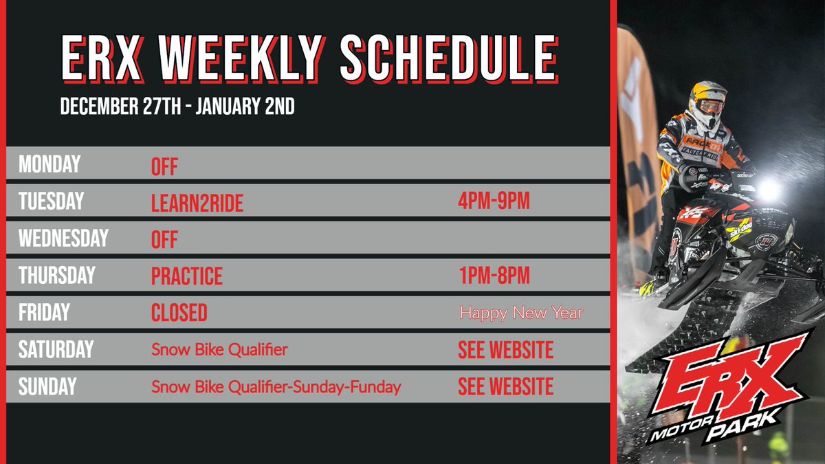 (edit: Learn2ride is TOMORROW 12/28)

We hope you all had a wonderful Christmas! We are ready to roll again this week with fresh snow and all. ❄️