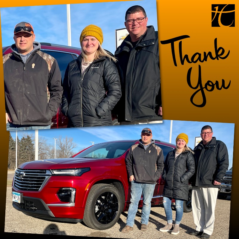 Thanks to Matt &amp; Lisa Ertman of Blue Earth for your trust in Troy Sunken and the staff at Hawkins Chevrolet. We appreciate your business.