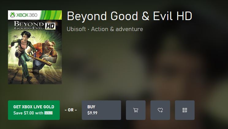 Beyond Good & Evil HD (X1/360) $2.99 via Xbox (Gold Price).  