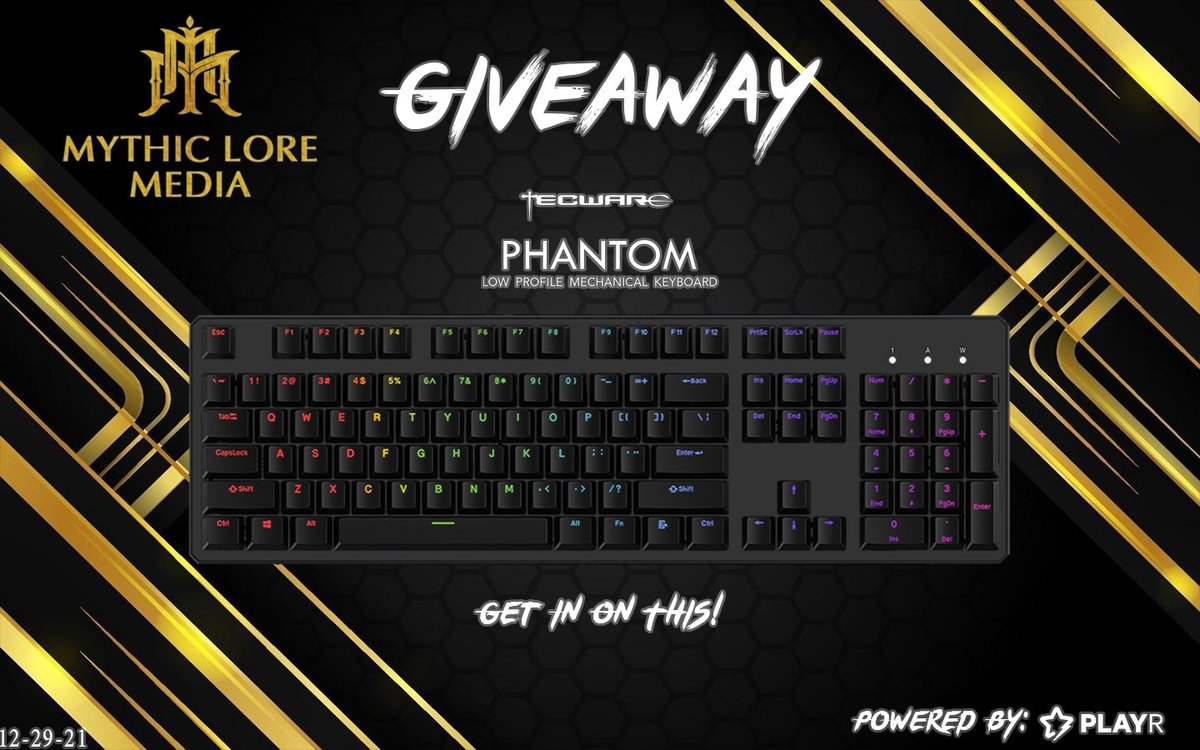Mana_Fox's tweet photo. Ready to upgrade your New Year with a new keyboard? Enter in our #giveaway for a chance to win a new #Tecware Phantom Gaming Keyboard! Brought to you by @MythicLoreMedia. Visit https://t.co/4UawngM4YK to enter https://t.co/AtWZFUGN3l