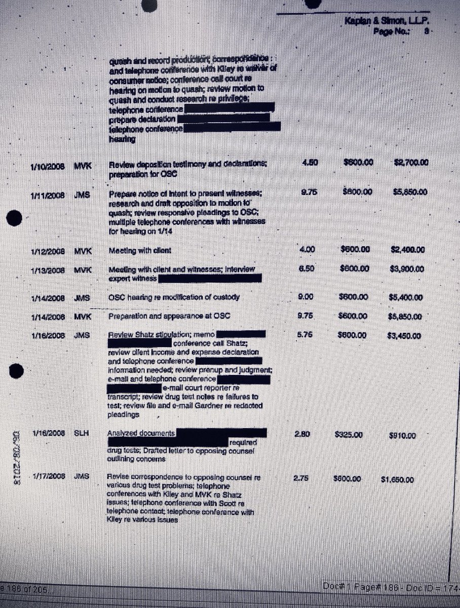 CorriganWright's tweet photo. #MarkKaplan conspiring with #janeshatz to get @britneyspears illegally conserved, his billing records tell a truth not many can see unless they understand how family law lawyers use the court system to win money, not justice, at all costs. @SusanBassi https://t.co/HboblM565s