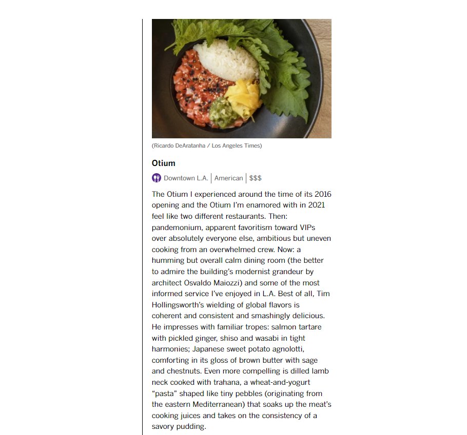 Howard_CDM's tweet photo. We're proud to have been a part of building 2 of the restaurants on the 2021 LA Times "101 Best Restaurants in LA" list. Congratulations to Otium + Chef Timothy Hollingsworth, and Bavel + Chefs Ori Menashe and Genevieve Gergis!

#laeats #latimesfood #dinela #lafoodies #laeater https://t.co/EGky8jFAHK