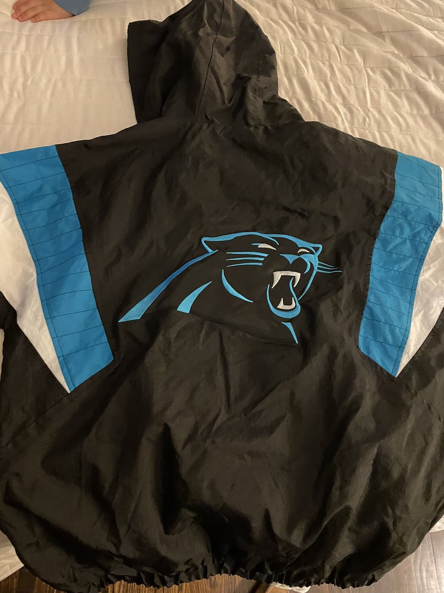 CoachWammock's tweet photo. Thank you, @MrsWammock for the awesome @Panthers Starter jacket!!!  I feel like the real deal now!!!  #SantaDidGood https://t.co/lIznEGVT43