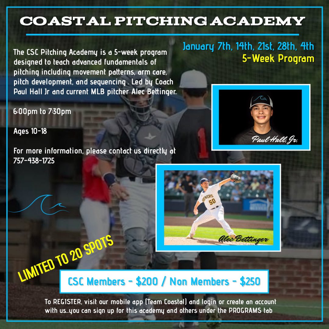 CSCNorfolk's tweet photo. Pitching Academy coming up in January with @Rick_From_AZ and @pwiz07 at CSC Norfolk #6spotsleft https://t.co/qfmPKLapqV