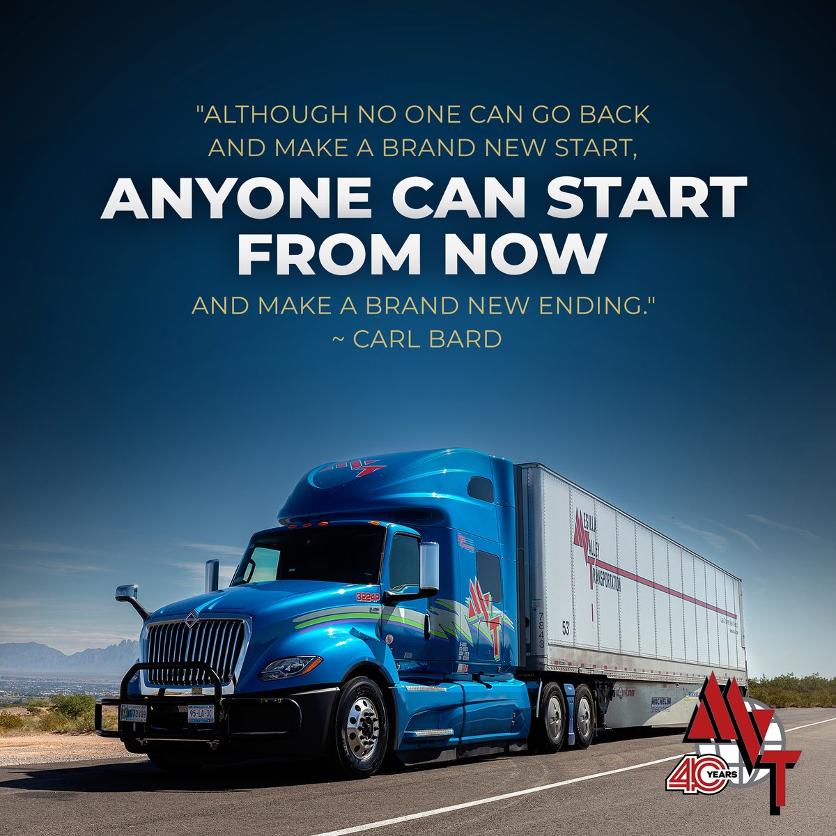 MVTServices's tweet image. We are proud to be #HelpingAmericaMoveForward! Make 2022 your year as part of the #MVTFamily!🔵2️⃣0️⃣2️⃣2️⃣
.
Head over to DriveForMVT.com to become part of the family!
.
#DriveForMVT #MotivationalMonday #MondayMotivation #TruckDriver #Logistics #CDL #MVT #WeCare