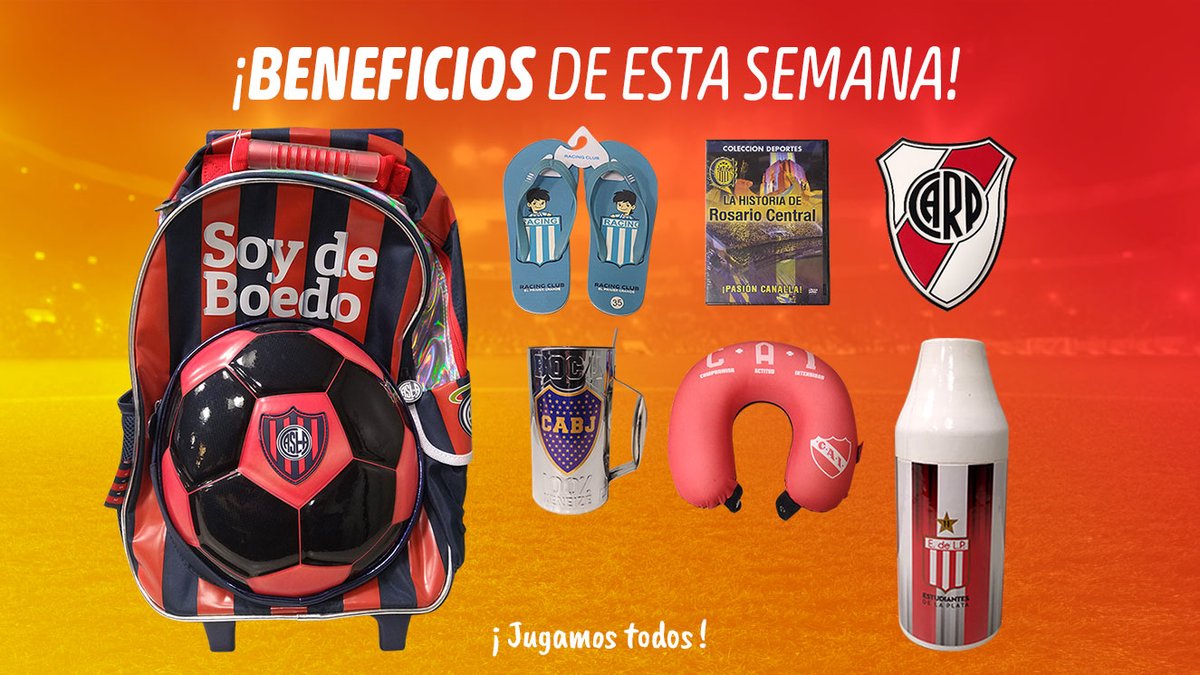 fansdelacopa's tweet photo. 🎉 Cerramos el año con siete beneficios de equipos populares del fútbol argentino 🎉

✅ Mochila con carrito de San Lorenzo

✅ Ojotas de Racing (talle 35)

✅ Vaso güira de Boca

✅ DVD con la historia de Rosario Central

✅ Almohadón de viaje de Independiente

Seguir hilo 👇 https://t.co/cI6eksKvMQ