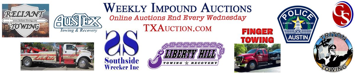 txauction's tweet photo. Weekly Impound Auctions
Featuring impounded &amp; abandoned vehicles!
Online auctions close every Wednesday
Register at https://t.co/AFNJGssDyY to bid or view next week's auctions here: https://t.co/UcdMDHNGIH
#impoundauction #carauction #autoauction #wreckerauction https://t.co/UMrHxMEGBu