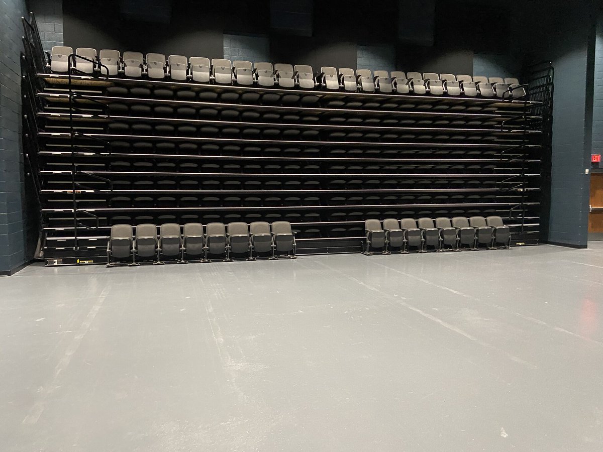 husseyseating's tweet photo. Multipurpose spaces like this one at Hammond Central High School are becoming increasingly popular. @LeeCompanyInc installed our Quattro chair on MAXAM+ telescopic platform, and now it's ready for just about anything! #telescopicseating #mutlipurposespace #educationalseating https://t.co/7tTcrSDqva