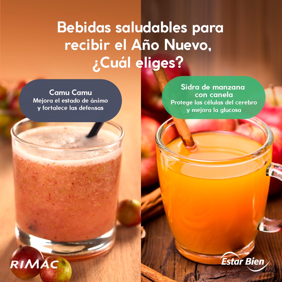 ¡Celebremos saludablemente!✨😌 Te presentamos 2 bebidas refrescantes que puedes incluir en tu cena para recibir el Año Nuevo. 🥳 Y para ti, ¿cuál de estas bebidas probarás? 😋 #Salud #Nutrición