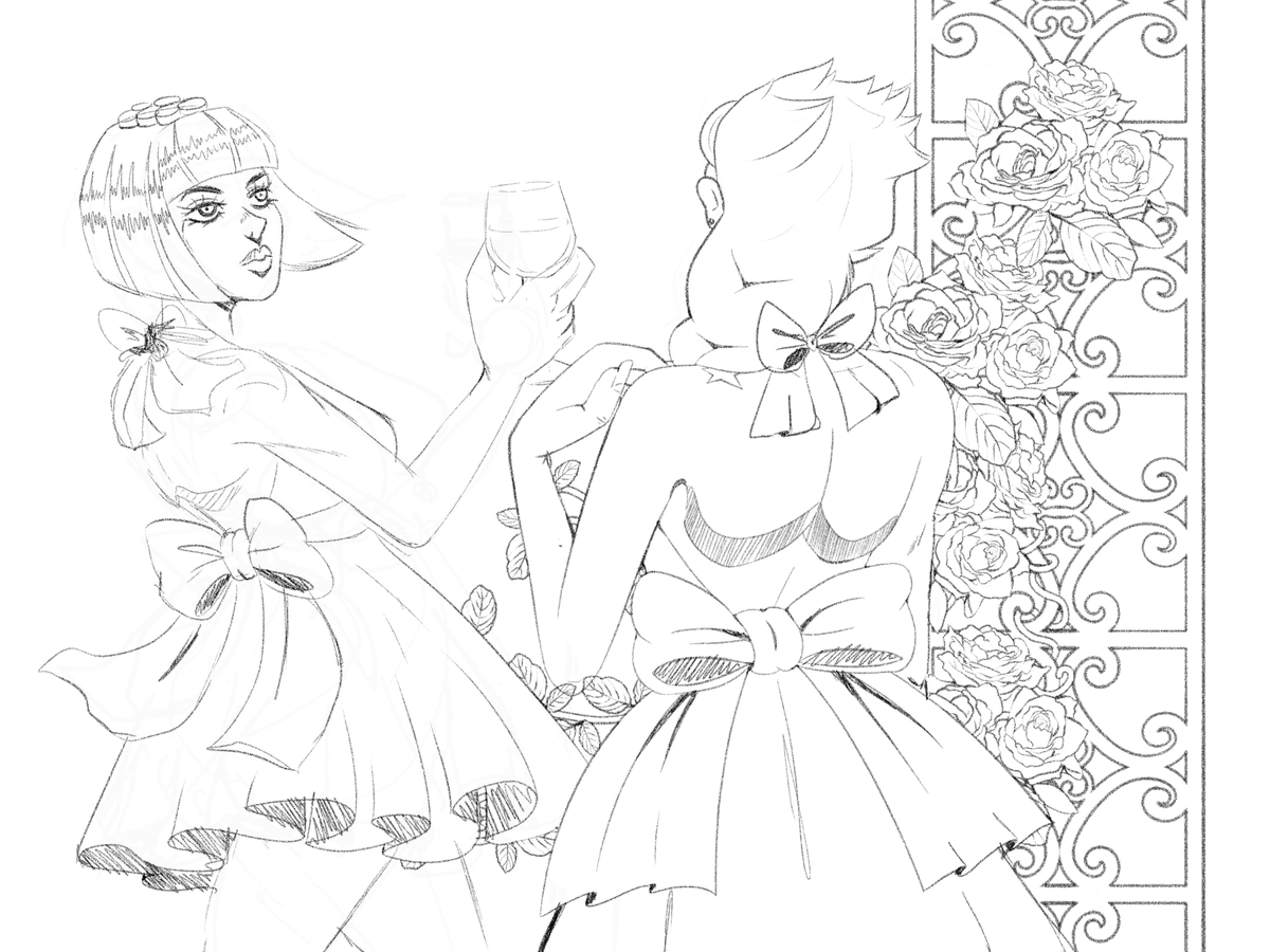 skyphoenixbloom's tweet photo. CW // Genderbending

@weekbrugio Day 7 - Christmas | New Year's | Date Night | Switch

Sketch of Fem! Giorno and Fem!Buccellati at a Christmas or New Year's party...  

#jjba #VentoAureo #GoldenWind #brugio #giobru https://t.co/X32DvVP1O4
