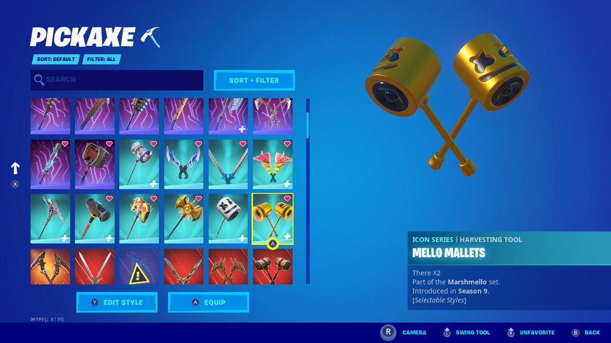 Lil_Sephy's tweet photo. So for some reason the Icon of Marshmello's dualies updates when changing the style, and it only works on his dualies. https://t.co/8XdME3yYMR