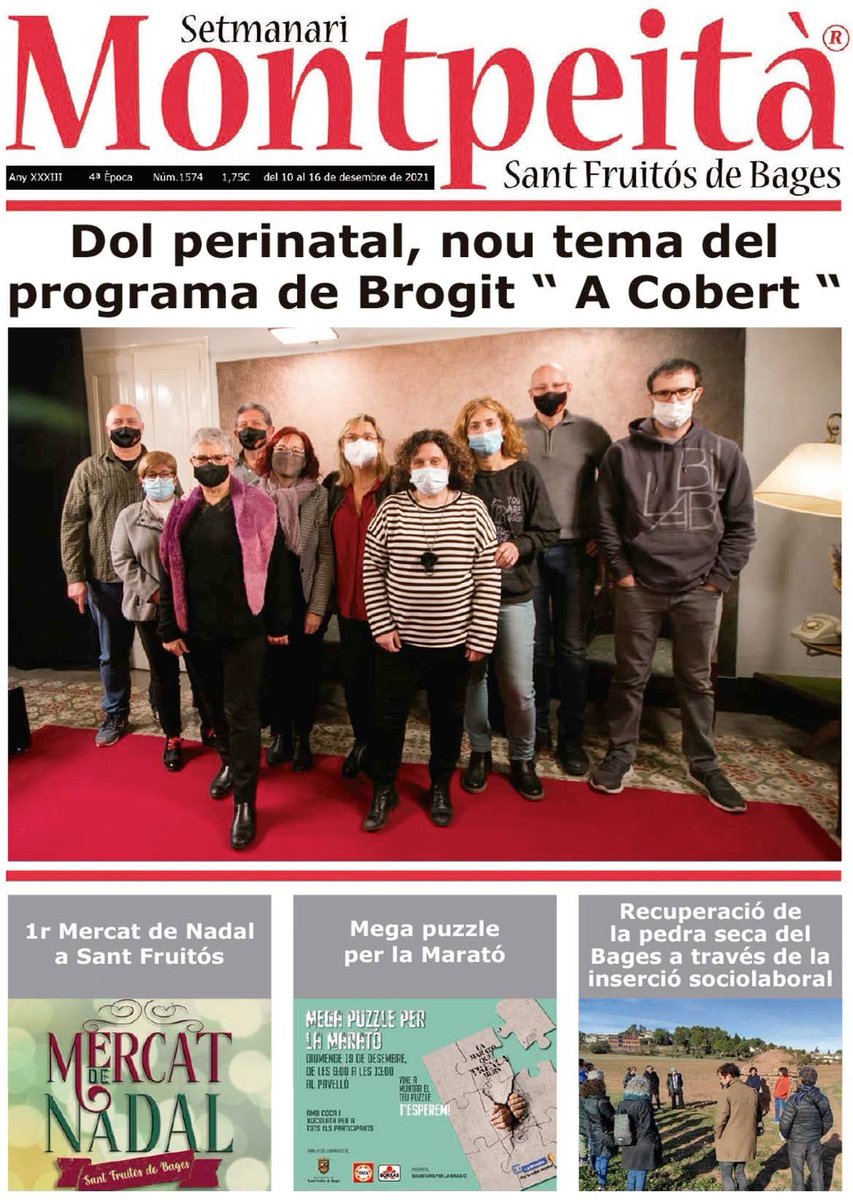 littlestarsccen's tweet photo. Fa uns dies el setmanari @montpeita de Sant Fruitós de Bages es va fer ressó de l'entrevista que ens van fer al programa "A Cobert" de Brogit, en la qual vàrem parlar del dol perinatal, i que ben aviat es podrà veure al seu canal de youtube. https://t.co/ziF1s174v7