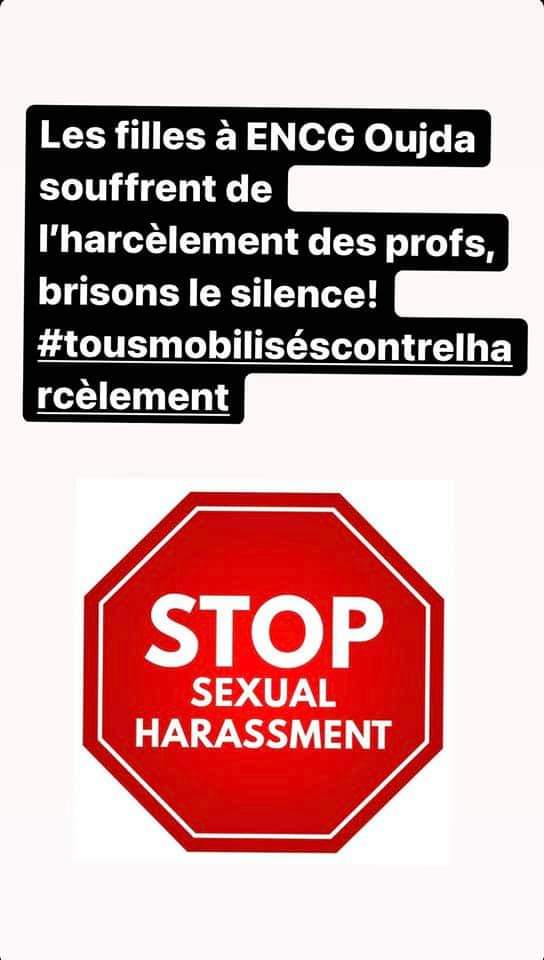 #tousmobilisécontrelharcèlement 

Female students at ENCG Oujda suffered for many years from sexual harassment from a certain professor that the administration covers his criminal deeds ❗❗❗❗❗