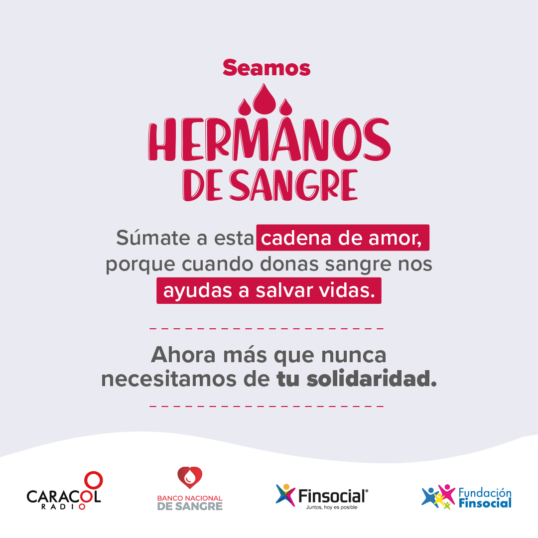 ¡Cuando donas sangre, donas vida!
Esta bonita acción te tomará unos cuantos minutos que pueden significar muchos años vida en aquel que esté necesitando una transfusión de sangre.

¡Anímate y programa tu cita!

#HermanosDeSangre #FundaciónFinsocial #Vida #DonaSangre #Bienestar