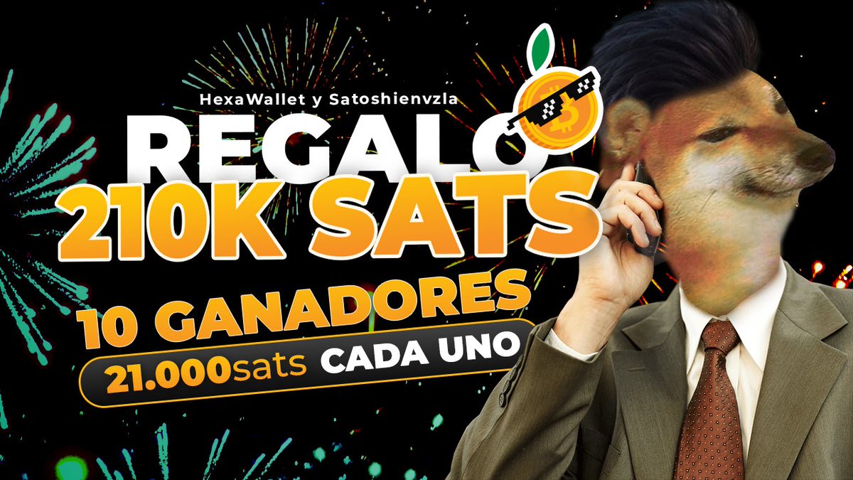 criptobastardo's tweet photo. 🍊 WORLDWIDE SATS GIVEAWAY 🍊

It's easy to participate:
1. Like+RT this tweet

2. Follow @satoshienvzla and @HexaWallet  🥳

3. Tag two friends 🤝

10 winners, 21k sats each.
Results will be announced on Jan 3rd, 2022 https://t.co/P2WKatXwEy