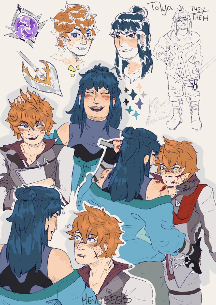 henbees's tweet photo. #OCxCanon doodles from a while back 

[#GenshinImpactOC #genshinimpact #原神 #childe] https://t.co/tAEKR36LQu