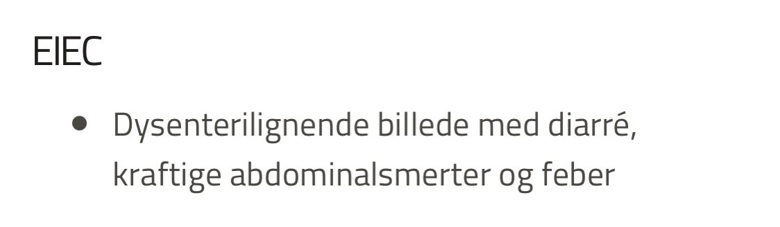 PiaMunk3's tweet photo. Lægehåndbogens symptomer ved EIEC-varianten. Jeg kan tikke alle tre bokse af ✔️ https://t.co/khxeVofZcj