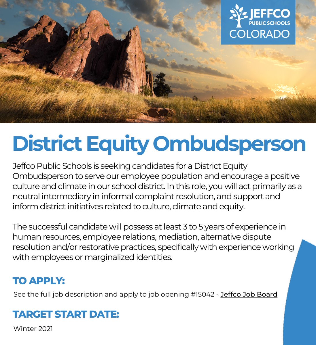 Jeffco Public Schools Human Resources (@jeffcoschoolshr) on Twitter photo 