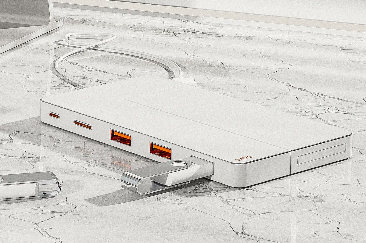 terrinakamura's tweet photo. I'm guessing this is a prototype, but it looks very cool! Sleek USB Hub | Hard Drive hybrid gadget means less baggage with double the utility! - Yanko Design https://t.co/WycbYXVlAM #usbhub #pocketdrive #coolgadgets #design #travel https://t.co/nuduaWg2ks