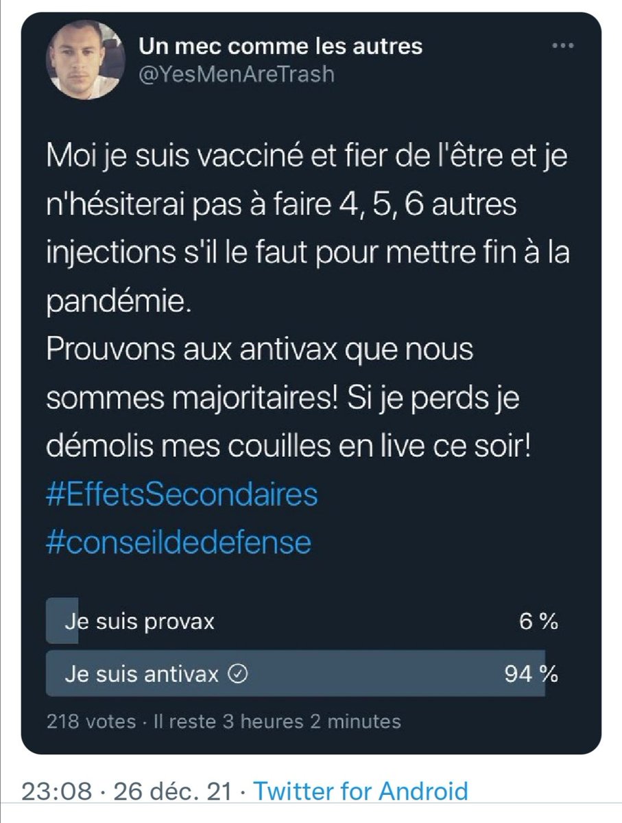 Le gars a désactivé son compte après 218 votes! 😂