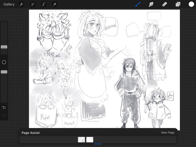 now that I learned how to use pg assist on procreate to essentially make a sketchbook of sorts, i am now unstoppable and can save up on storage >:3c 