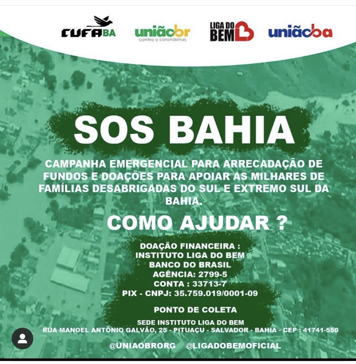 marcosmion's tweet photo. A situação é de calamidade. Estamos naquele ponto que juntar 5 reais de todo mundo vai fazer MUITA diferença… nessa conta vc pode doar com confiança e segurança. https://t.co/Q8qWPZnXah