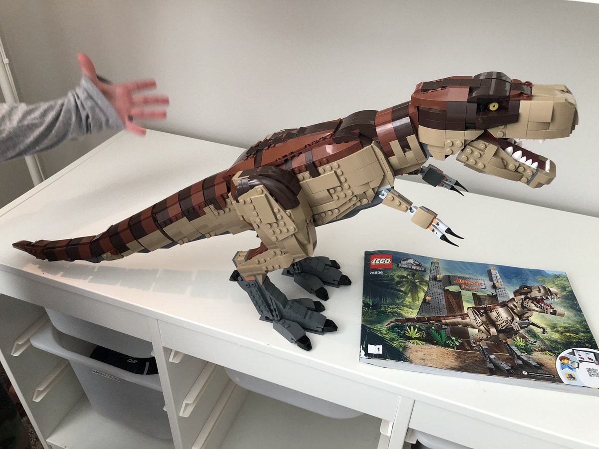 philipvolmar's tweet photo. My son got the 75936 Tyrannosaurus Rex sub-build from from Santa and finished building it this afternoon. Hand for scale. The most amazing thing? My son is only 4. #LEGOBuildDay #LEGOBuildDay2021 #LEGO https://t.co/gcssm5bFyn