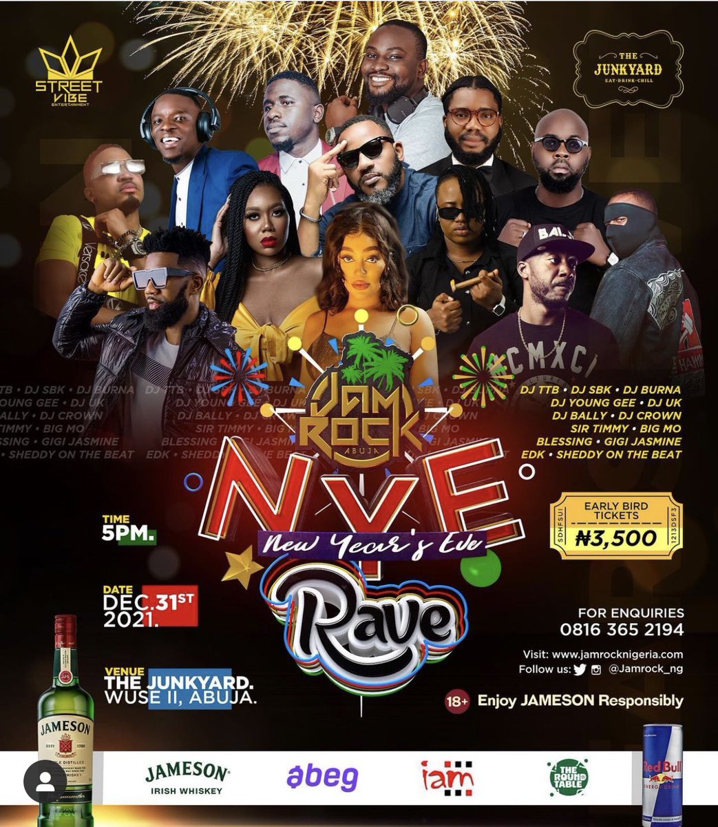 AliGrema's tweet photo. @jamrock_ng NYE 2021 this Friday #Abuja @JunkyardGrill https://t.co/v52mUx91tl