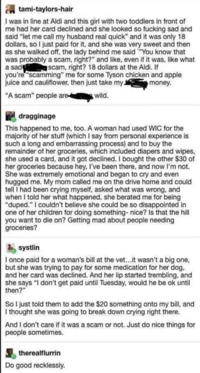 Worrying about whether we are being “scammed” by people in need is probably the single most prevalent way we keep our hearts small and cold and our souls weak and miserly
