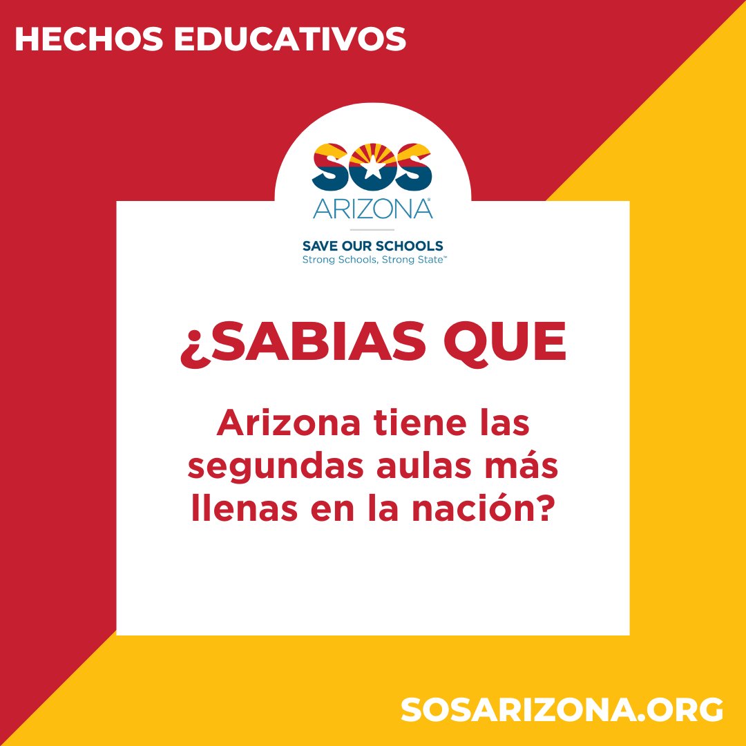 arizona_sos's tweet photo. Did you know Arizona has the 2nd most crowded classrooms in the nation? Small class sizes benefit all students but especially students in poverty, both in terms of academic achievement and overall life outcomes. #FundOurSchools #EduFacts https://t.co/ynWFAenUaf