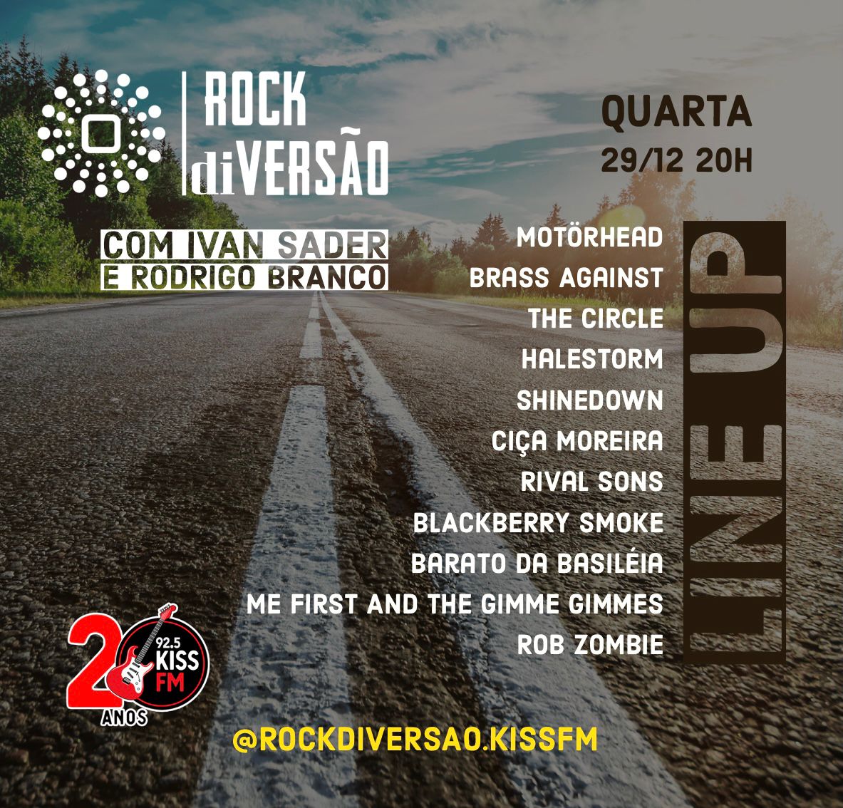 Kiss_FM's tweet photo. #NaçãoRoqueira  #RockDiversão  #KissFm20Anos
.
Salve nação! Quarta-feira tem @rockdiversao.kissfm ao vivo com Ivan Sader @ivansader e Rodrigo Branco @rod_branco 
.
Último do ano!  Esperamos vocês!
.
Siga Rock Diversão no instagram @rockdiversao.kissfm https://t.co/I4jwzvZx2j
