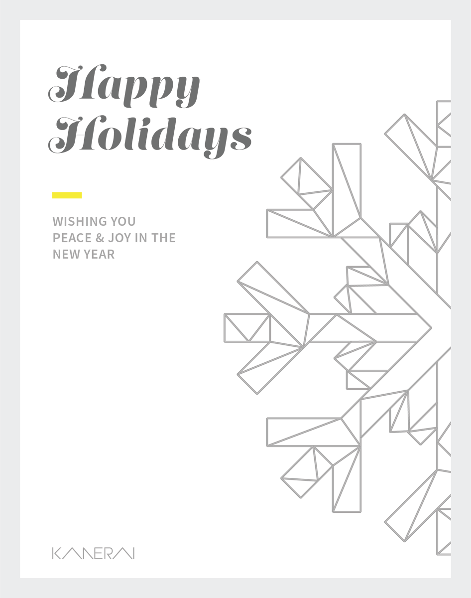 Kanerai's tweet photo. Season’s Greetings &amp; Best Wishes for a Wonderful Holiday and a Happy New Year!
Thank you for your continued support and partnership. Wishing you and yours the best from all of us at KANERAI! https://t.co/orBdMuYhZe