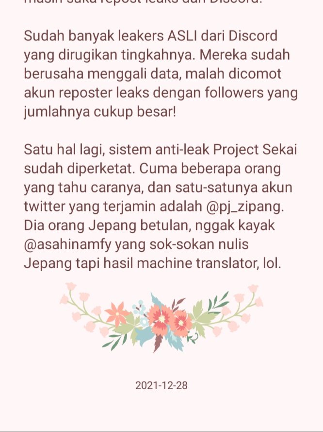 gadogado27000's tweet photo. Himbauan untuk tidak mendukung reposter leaks Project Sekai @.asahinamfy https://t.co/SFndf9c6JB