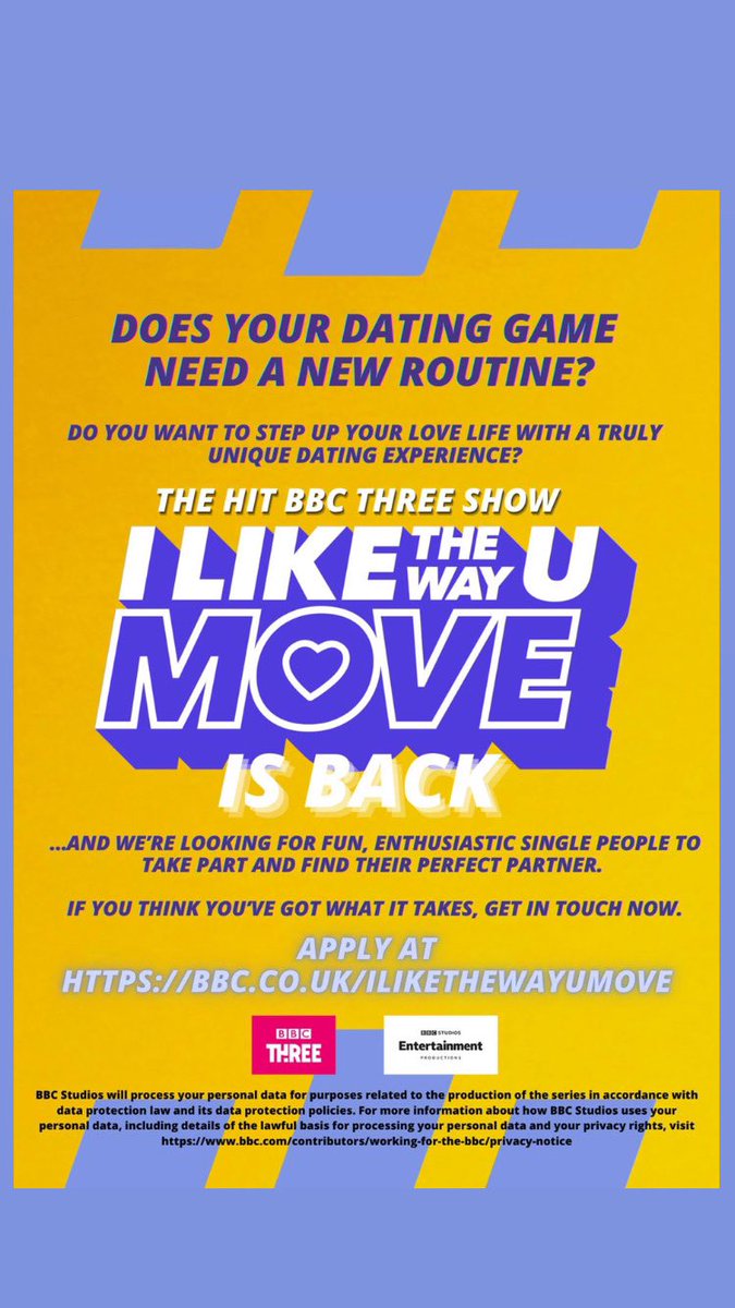 Single? Wanna be on a BBC Show and possibly find the one? Series 2 of I Like The Way U Move is filming in Spring 2022 and we’re casting now!