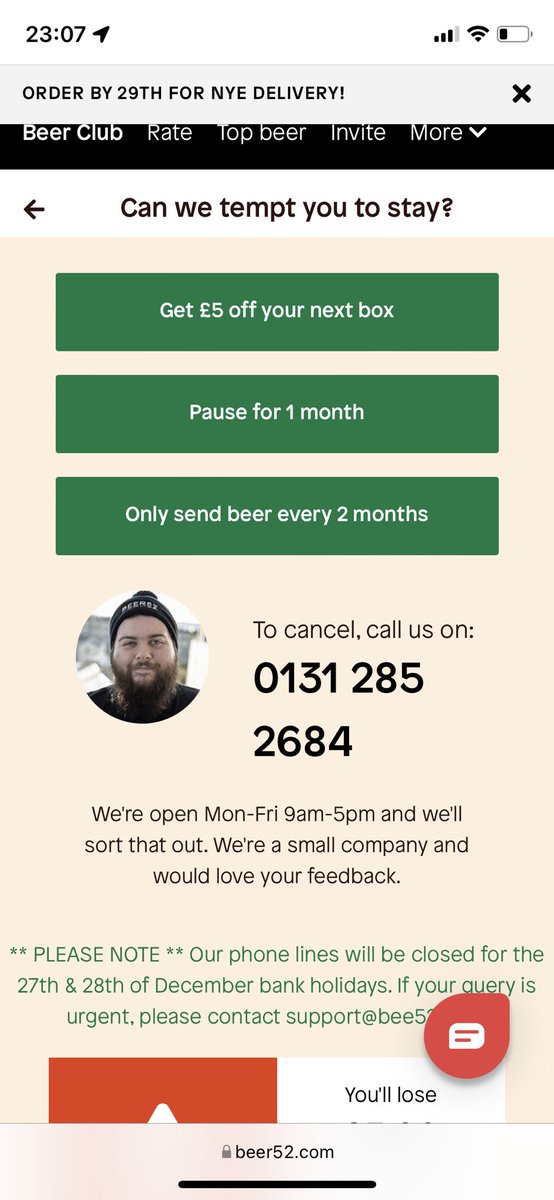 lawrencearcher's tweet photo. Hey @Beer52HQ fuck you for making me call you. #notcustomercentric #shittybusinesspractices https://t.co/pd9RhSM2DP