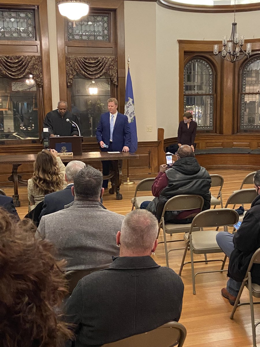 Swearing in Milford-Orange Probate Judge Ben Gettinger swearing in with <a href="/LGSusanB/">Lt. Gov. Susan Bysiewicz</a>