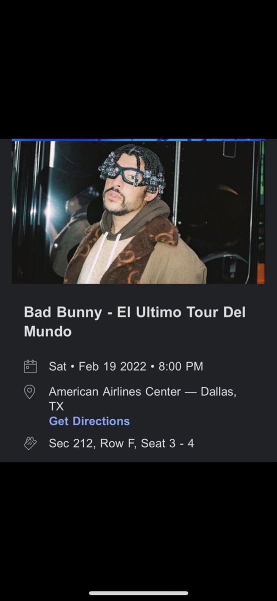 RaySaves18's tweet image. 2 tix left for Bad bunny Raffle, win 2 seats for $25, lmk, will be gone soon and will raffle when all pmts are in.