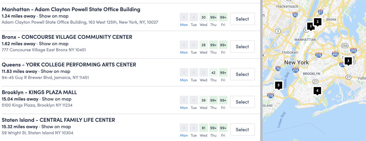 MarkLevineNYC's tweet photo. NEW: NY State is opening testing hubs in each of the five boroughs beginning Wednesday. PCR tests only at first. Rapid antigen to be added in coming days.

Lots of appts open but going fast. Sched here: https://t.co/oJszLeDqKk. Will also take walk-ins. https://t.co/Rwz8NBl1fb