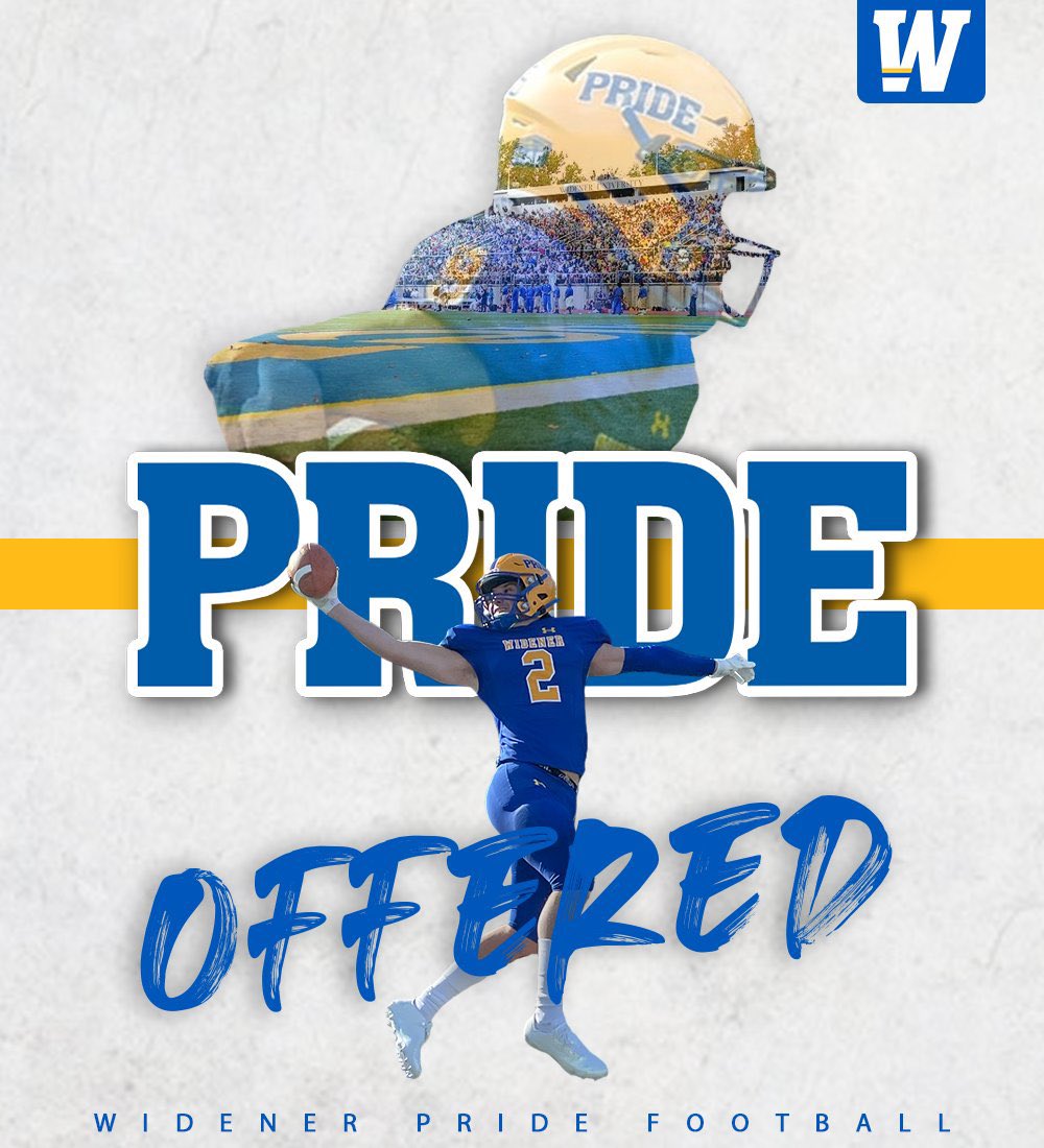 RobertWilson_8's tweet photo. Excited to announce that I RECEIVED my 1st COLLEGE OFFER from @Widener_FB‼️🦁

Thank you @CoachFerst5 for the opportunity to play Quarterback at the next level and my QB Trainer @baylintrujillo for making this happen! #BTruQBTraining @OS_ChrisHays @WidenerUniv @WidenerSports https://t.co/LgWxAt0WTu
