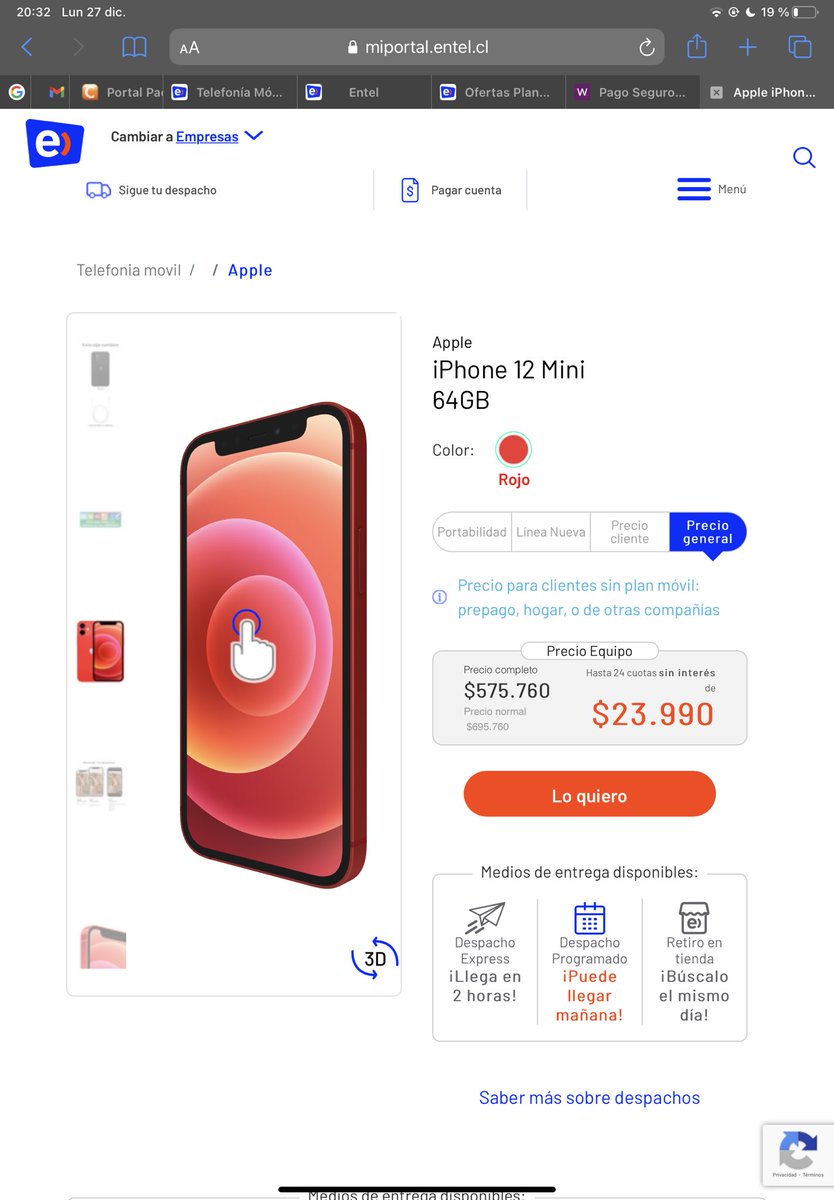 camihenriv's tweet photo. @entel quiero comprar un equipo y al ir a la ventana de pago me cobran 100 lucas más. Exijo que me respeten el precio publicado https://t.co/K8CXVu4dcR
