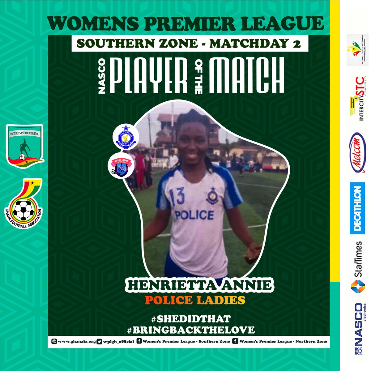 WPLGhana's tweet photo. π| π‘ππ¦ππ’ π£πππ¬ππ₯ π’π π§ππ π ππ§ππ
@Polasfc x @berry_ladies
Henrietta Annie - @Polasfc
#WPLwk2
#BringBackTheLove π₯°
#SheDidThatππΎ https://t.co/AQs2VToyzN